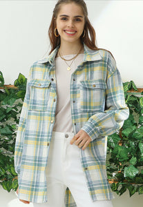Tunic Length Flannel Plaid Shirt/Shacket