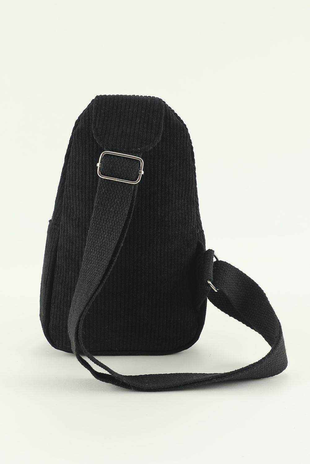 Black Double Zip Corduroy Cross Body Bag