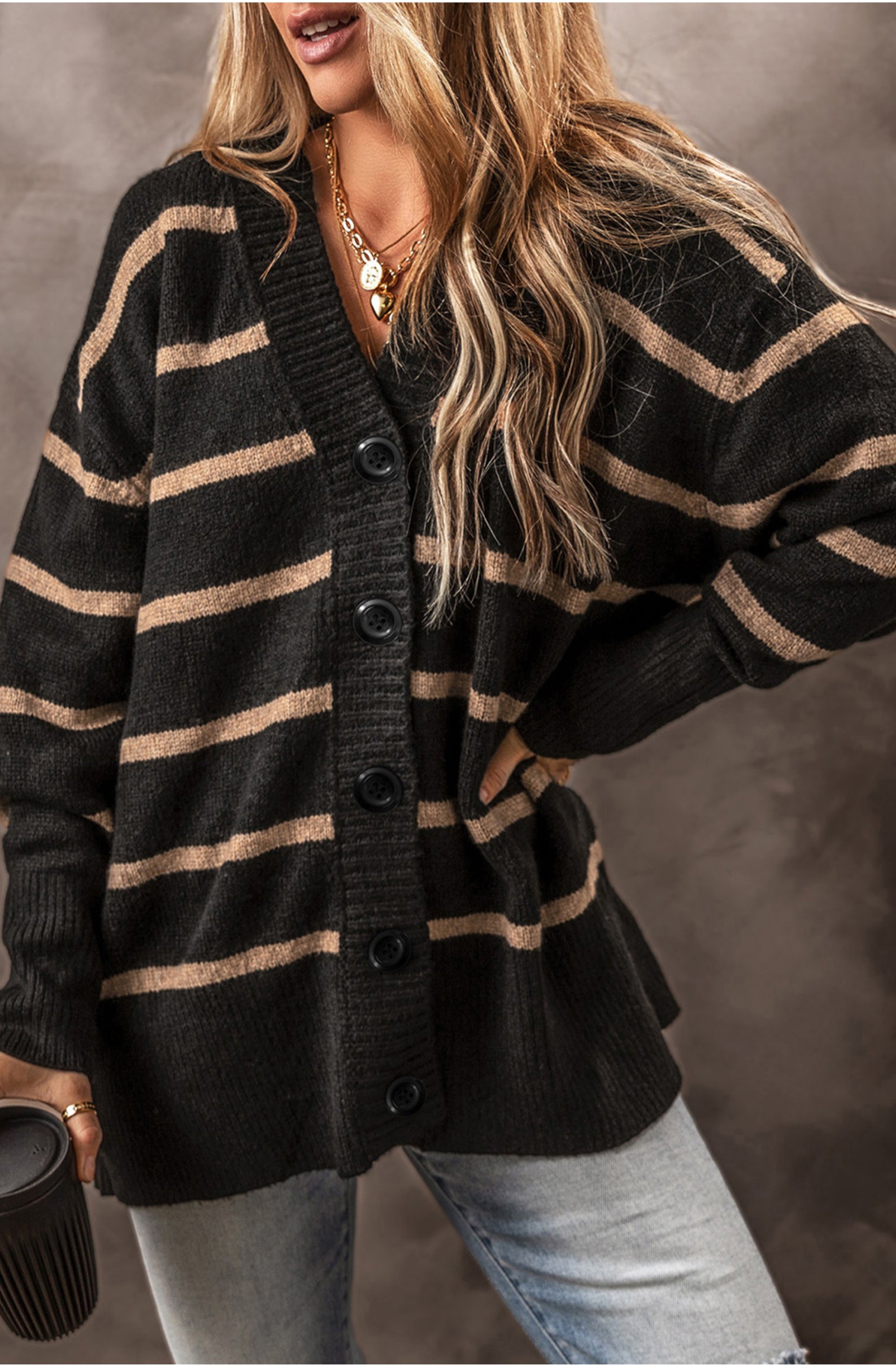 Black Stripe Cardigan