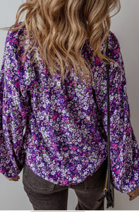 Purple Floral Boho Blouse