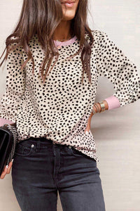 Apricot Long Sleeve Cheetah Print Shirt