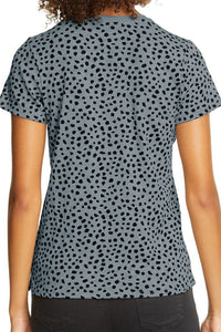 Short Sleeve Cheetah Print Blouse Blue/Gray