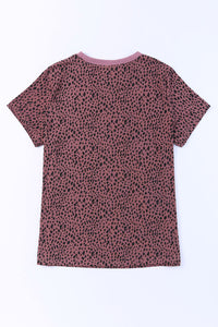 Short Sleeve Cheetah Print Blouse