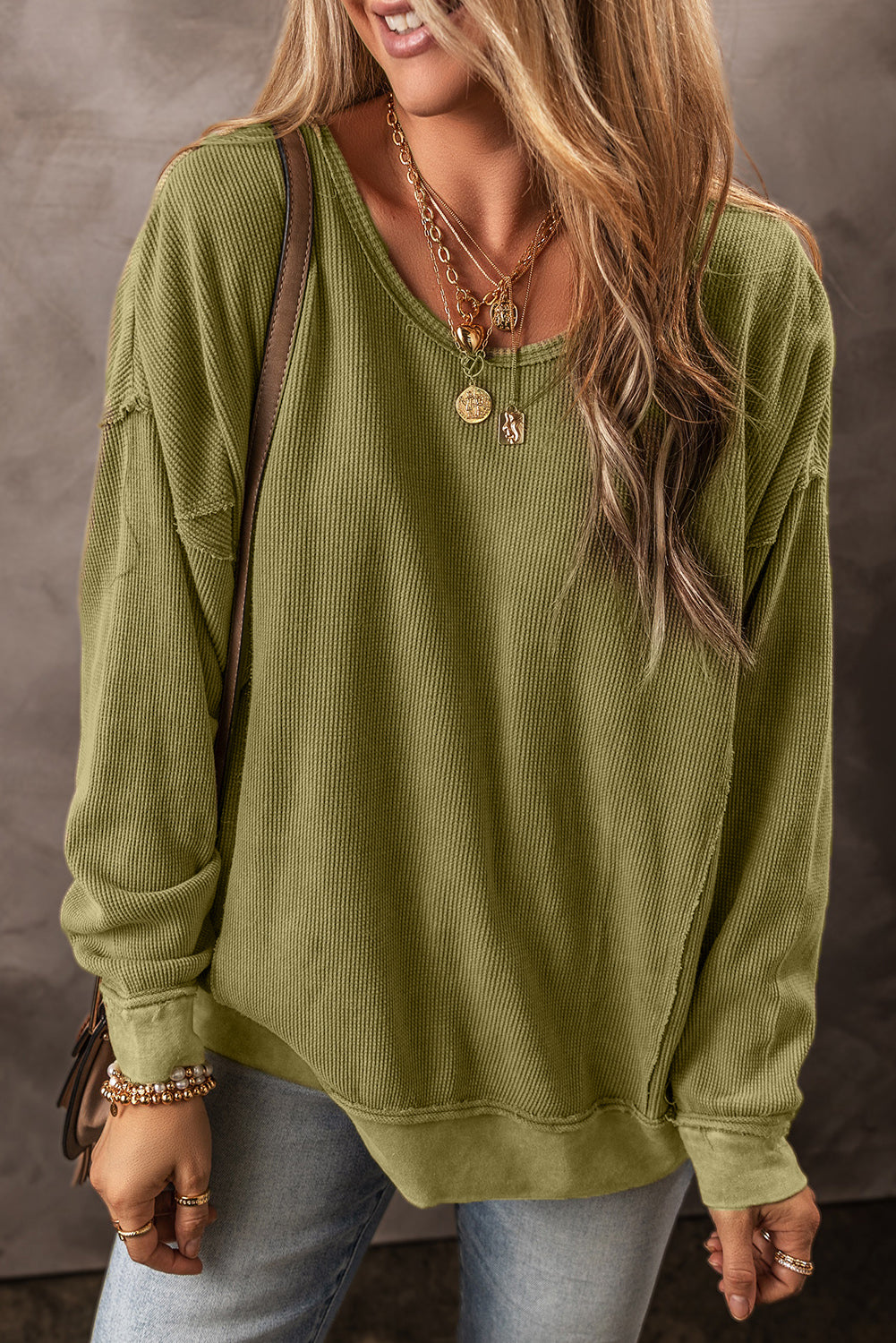 Jungle Green Textured Sweatshirt