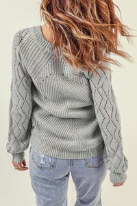 Gray Hollow-Out Sweater