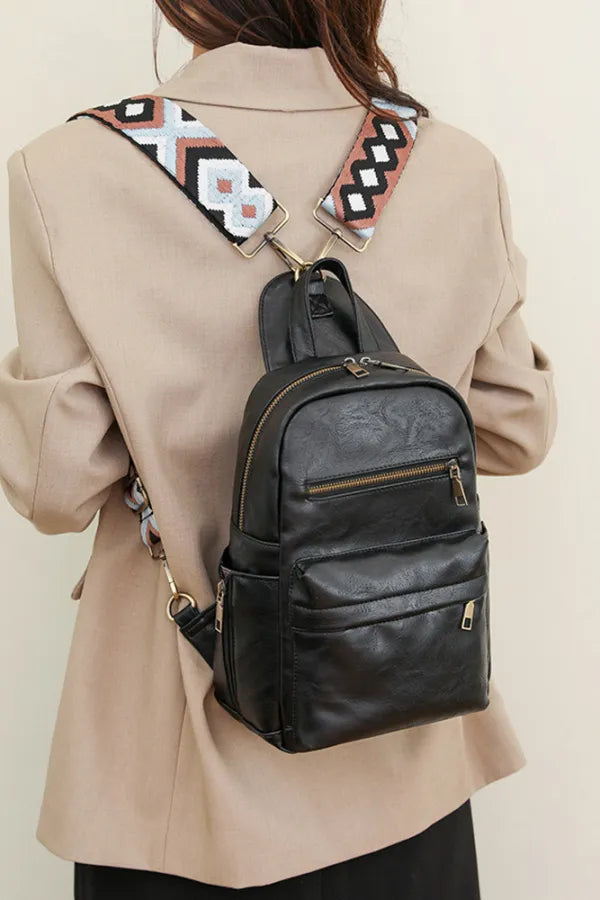 Black Backpack With Aztec Straps