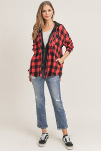 Hooded Buffalo Plaid Over Sized Shirt/Shacket