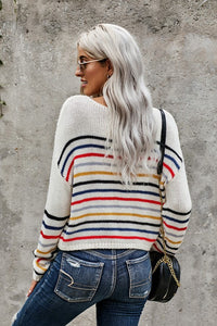 White Rainbow Stripe Sweater