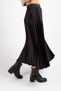 Pleated Satin Midi