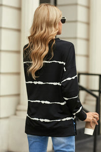 Black Tie Dye Stripe Long sleeve Casual Top