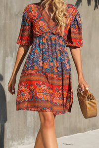 V-Neck Floral Dress