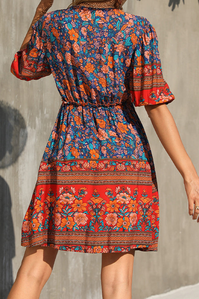 V-Neck Floral Dress