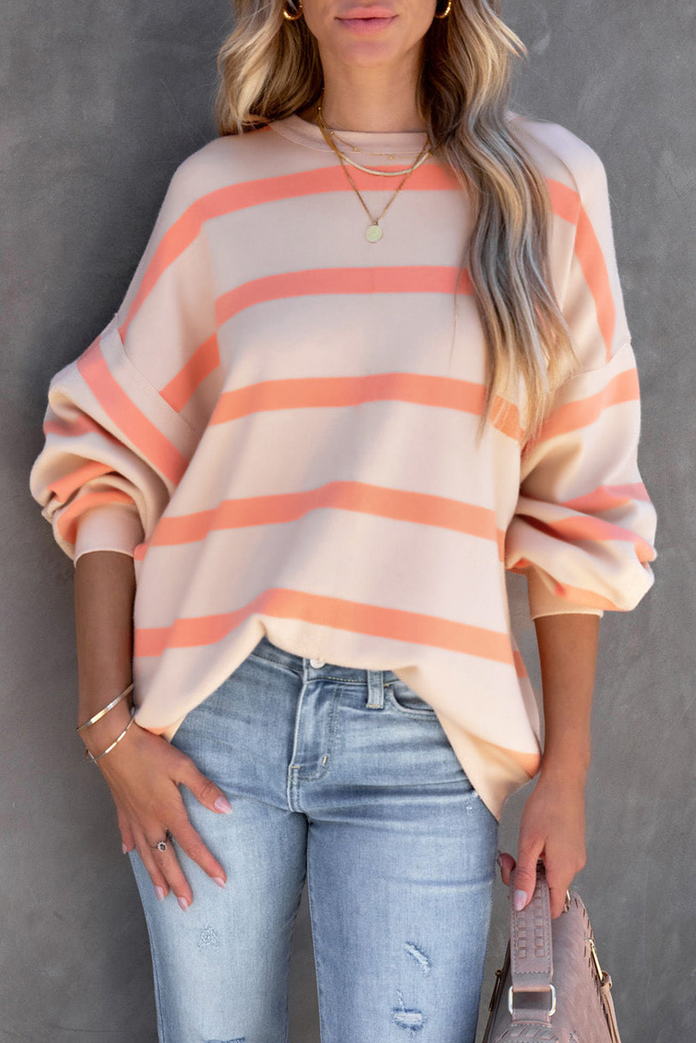 Striped Drop Shoulder Sweatshirt