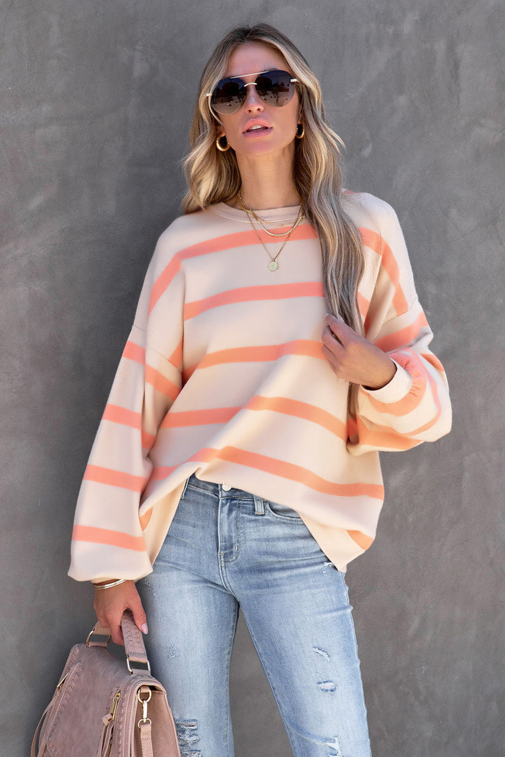 Striped Drop Shoulder Sweatshirt