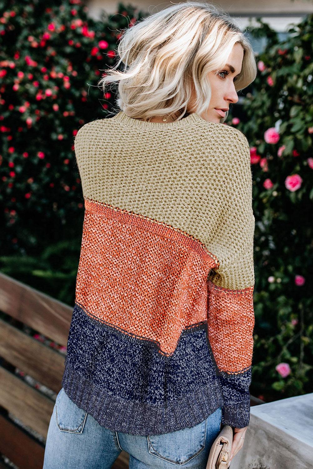 Color Blocked Netted Sweater