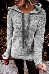 Heathered Gray Pullover Hooded Sweater