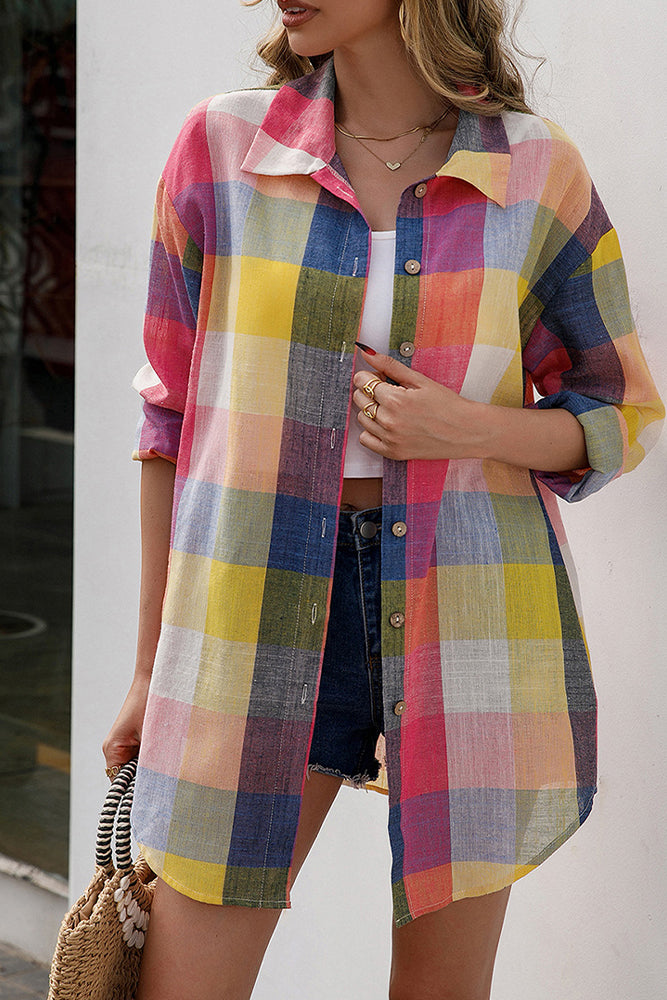 Bright Plaid Button Shirt