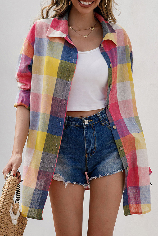 Bright Plaid Button Shirt